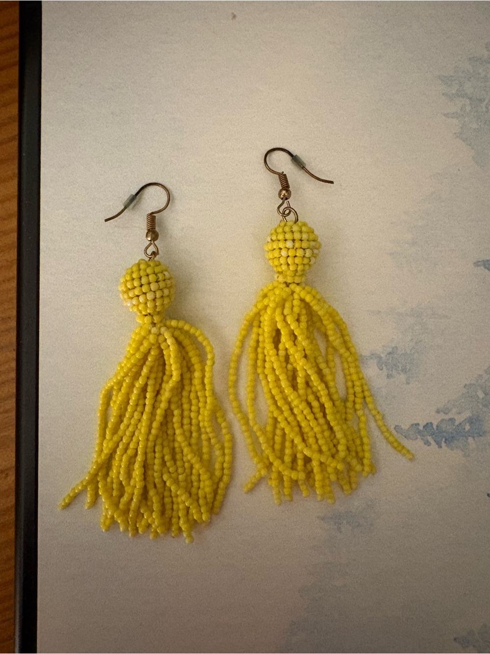 Yellow Beaded Tassel Earrings - Women Jewelry